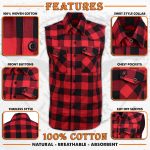 Milwaukee Leather MPM1649 Men’s Classic Black and Red Button-Down Flannel Cut Off Sleeveless Casual Shirt - Image 2