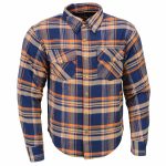 Milwaukee Leather MPM1656 Blue and Orange Flannel Biker Shirt for Men with CE Armor – Reinforced w/ Aramid Fiber - Image 14