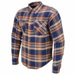 Milwaukee Leather MPM1656 Blue and Orange Flannel Biker Shirt for Men with CE Armor – Reinforced w/ Aramid Fiber - Image 13