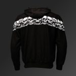 MMCC Men’s Bare Bones Hoodie – Reflective Skull Graphics Front & Back, Full Zip, 100 % Cotton – MPM1681 - Image 8