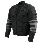 Milwaukee Leather Men’s Morph Black/Grey Textile Motorcycle Jacket w/ CE Armor, Removable Sleeves – MPM17026 - Image 16