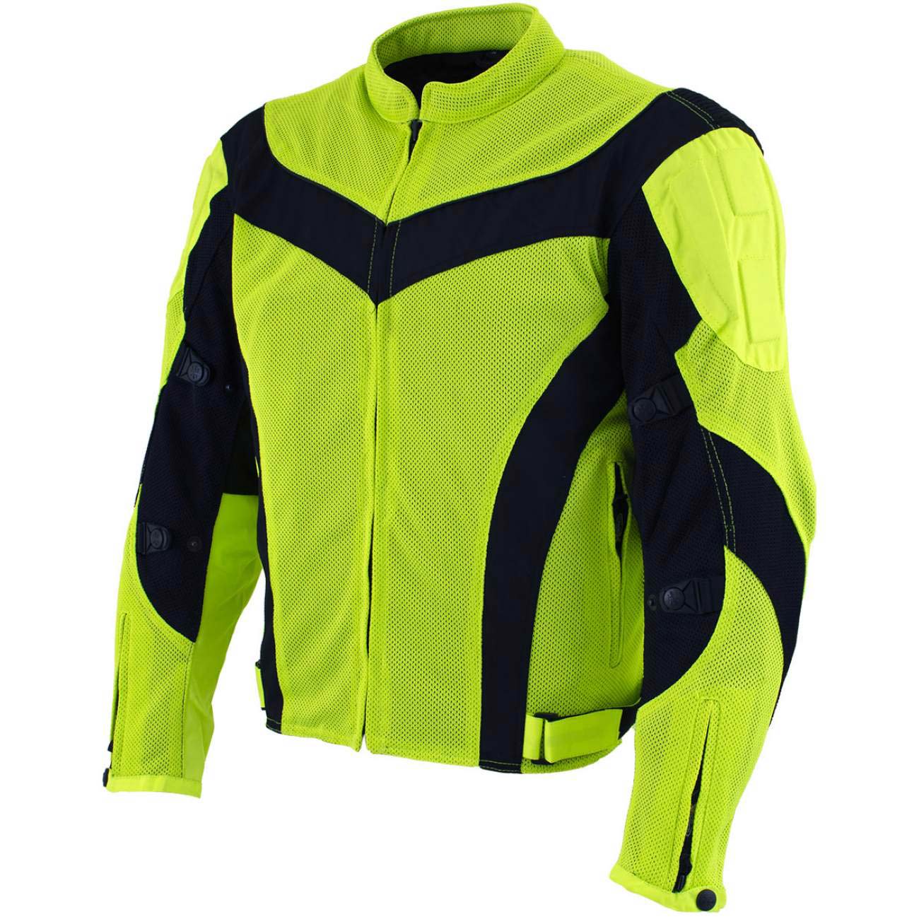 Milwaukee Leather Men’s Invasion Black/Neon Textile Motorcycle Jacket w/ CE Armor – MPM17028