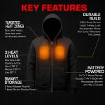 Nexgen Heat MPM1713SET12v Men’s Grey ‘Heated’ Front Zipper Hoodie Jacket for Outdoor Activities w/ Battery Pack - Image 4