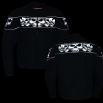 Milwaukee Leather MPM1730 Men’s Black Padded Textile All Season Motorcycle Jacket w/ Reflective Skulls Artwork - Image 2