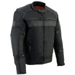 Milwaukee Leather MPM1735 Men’s Black Textile Scooter Jacket with Leather Trim