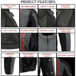 Milwaukee Leather MPM1752 Men’s Black/Grey Textile and Mesh Armored Motorcycle Biker Racing Jacket - Image 2