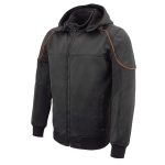 Milwaukee Leather MPM1764 Men’s Black Soft Shell CE Armored Motorcycle Racing Style Hoodie Jacket w/ Detachable Hood - Image 14