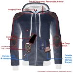 Milwaukee Leather Men’s Silver Streetguard Riding Hoodie – Aramid Reinforced with CE Shoulder and Elbow Armor – MPM1788 - Image 11