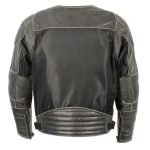 Milwaukee Leather MPM1796 Men’s Armored Distressed Grey Leather and Mesh Racer Jacket - Image 2