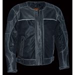 Milwaukee Leather MPM1796 Men’s Armored Distressed Grey Leather and Mesh Racer Jacket - Image 6