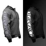Milwaukee Leather Men’s Bare Bones Charcoal Reflective Skull CE Armored Riding Hoodie, Shoulder & Elbow Armor – MPM1799 - Image 10