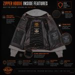 Milwaukee Leather Men’s Bare Bones Black Reflective Skull CE Armored Riding Hoodie, Shoulder & Elbow Armor – MPM1797 - Image 5