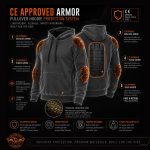 Milwaukee Leather Men’s Streetguard Black CE Armored Riding Hoodie, Shoulder and Elbow Armor – MPM1769 - Image 4