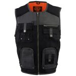 Milwaukee Leather MPM3310 Men’s ‘Super Utility’ Black Leather and Canvas Multi-Pocket Vest - Image 8