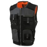 Milwaukee Leather MPM3310 Men’s ‘Super Utility’ Black Leather and Canvas Multi-Pocket Vest - Image 6