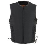 Milwaukee Leather MPM3739 Men’s Black ‘Side Laced’ Textile Zipper Front Motorcycle Vest - Image 6