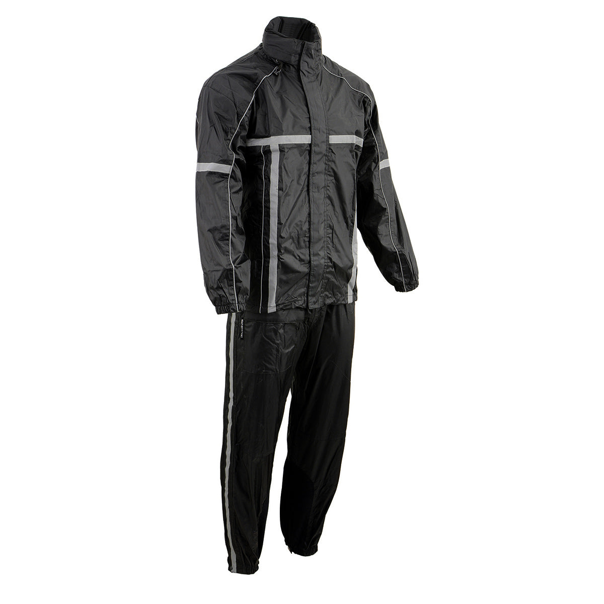Milwaukee Leather MPM9510 Men’s Black Water-Resistant Motorcycle Rain Suit with Hi Vis Reflective Tape