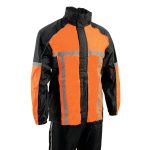 Milwaukee Leather MPM9510 Men’s Black and Orange Motorcycle Water Resistant Rain Suit w/ Hi-Vis Reflective Tape - Image 9