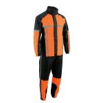 Milwaukee Leather MPM9510 Men’s Black and Orange Motorcycle Water Resistant Rain Suit w/ Hi-Vis Reflective Tape