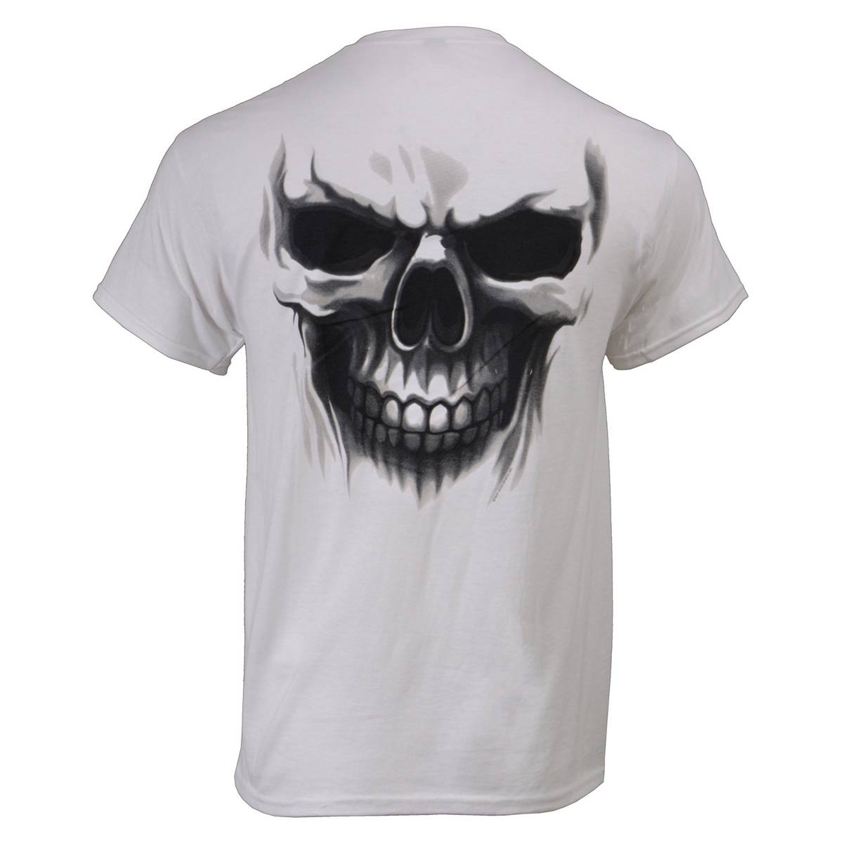 Milwaukee Leather MPMH116001 Men’s ‘Ghost’ Skull Double Sided White Printed T-Shirt