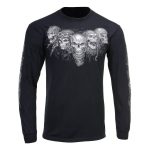 Milwaukee Leather MPMH117008 Men’s ‘Five Skulls’ Long Sleeve Black T-Shirt - Image 47