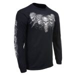 Milwaukee Leather MPMH117008 Men’s ‘Five Skulls’ Long Sleeve Black T-Shirt - Image 13