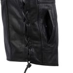 Milwaukee Motorcycle Clothing Company MV3020 Men’s Black Leather Side Laced Motorcycle Vest - Image 4