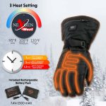 Nexgen Heat NXG17501SET Men’s Black Leather and Textile Heated Motorcycle Gloves w/Battery and Harness Wire - Image 2