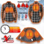 Nexgen Heat Women’s NXL2601SET Bonnie Black – Grey Heated Flannel Sleeve Shirt for Outdoor Activities w/ Battery - Image 4