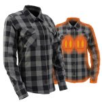 Nexgen Heat Women’s NXL2601SET Bonnie Black – Grey Heated Flannel Sleeve Shirt for Outdoor Activities w/ Battery