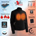 Nexgen Heat MPL2760SET Women’s Black Soft Shell Zipper Front Heated Jacket Powered By Rechargeable 10000mAh Battery Pack - Image 2