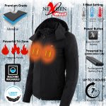 NexGen NXL2767SET Women’s ‘Ruffled’ Black Heated Soft Shell Hooded Jacket (Rechargeable Battery Pack Included) - Image 2
