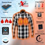 NexGen NXM1601SET Men’s ‘Riffraff’ Black and White Heated Flannel Long Sleeve Shirt (Rechargeable Battery Pack Included) - Image 5