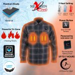 Nexgen Heat Nxm1602set Men’s ‘Riffraff’ Black, Grey/Red Heated Flannel Long Sleeve Shirt (Rechargeable Battery Pack Included) - Image 6