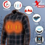 Nexgen Heat Nxm1602set Men’s ‘Riffraff’ Black, Grey/Red Heated Flannel Long Sleeve Shirt (Rechargeable Battery Pack Included) - Image 2