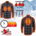 Nexgen Heat Nxm1602set Men’s ‘Riffraff’ Black, Grey/Red Heated Flannel Long Sleeve Shirt (Rechargeable Battery Pack Included) - Image 5
