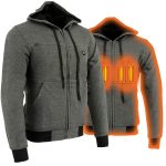 Nexgen Heat MPM1713SET12v Men’s Grey ‘Heated’ Front Zipper Hoodie Jacket for Outdoor Activities w/ Battery Pack