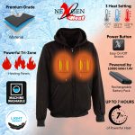 Nexgen Heat NXM1717DUAL Men’s Black Heated Hoodie w/ Dual Power Technology – Biker Jacket for Winter w/Battery Pack - Image 2