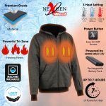 Nexgen Heat NXM1717DUAL Men’s Grey Heated Hoodie w/ Dual Power Technology – Biker Jacket for Winter w/Battery Pack - Image 2