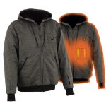 Nexgen Heat NXM1717DUAL Men’s Grey Heated Hoodie w/ Dual Power Technology – Biker Jacket for Winter w/Battery Pack