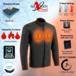 Nexgen Heat MPM1762SET Men’s Soft Shell Heated Jacket – Grey Standup Collar Jacket for Winter with Battery Pack - Image 2