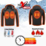 Nexgen Heat MPM1767SET Men’s Black ‘Heated’ Soft Shell Hooded Zipper Front Jacket (Rechargeable Battery Pack Included) - Image 4