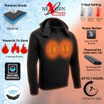 NexGen NXM1767SET Men’s ‘Ruffled’ Black ‘Heated’ Soft-Shell Hooded Jacket (Rechargeable Battery Pack Included) - Image 2