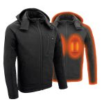 Nexgen Heat MPM1767SET Men’s Black ‘Heated’ Soft Shell Hooded Zipper Front Jacket (Rechargeable Battery Pack Included)