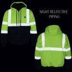 Nexgen Heat NXM1773SET Men’s Heated High Visibility Work Hoodie, Neon Green Hi Vis Reflective Hoodie w/ Battery - Image 6