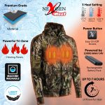 Nexgen Heat NXM1776SET Men’s Camouflaged Heated Zipper Hoodies – Warming Camo Hoodie for Hunting w/ Battery - Image 2