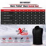NexGen NXM3301SET Men’s ‘Puffed’ Black Heated Textile Vest (Rechargeable Battery Pack Included) - Image 3