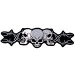 Hot Leathers PPA1056 Barbed Wire Skull Trio 10″ x 3″ Patch