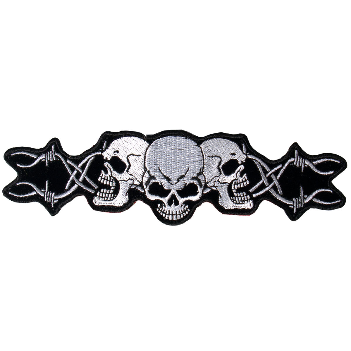 Hot Leathers PPA1056 Barbed Wire Skull Trio 10″ x 3″ Patch