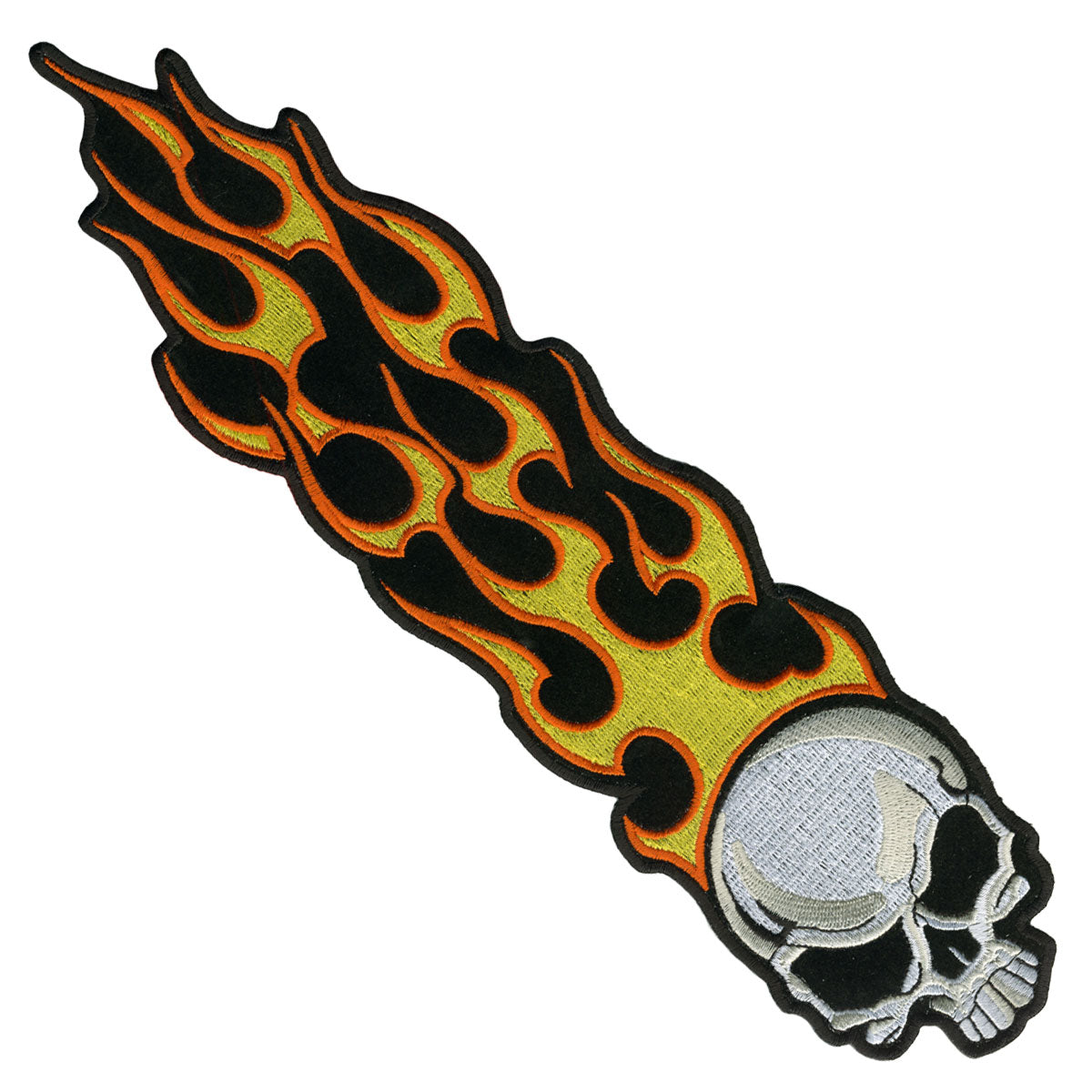 Hot Leathers PPA1192 Long Flaming Skull 1″ x 5″ Patch